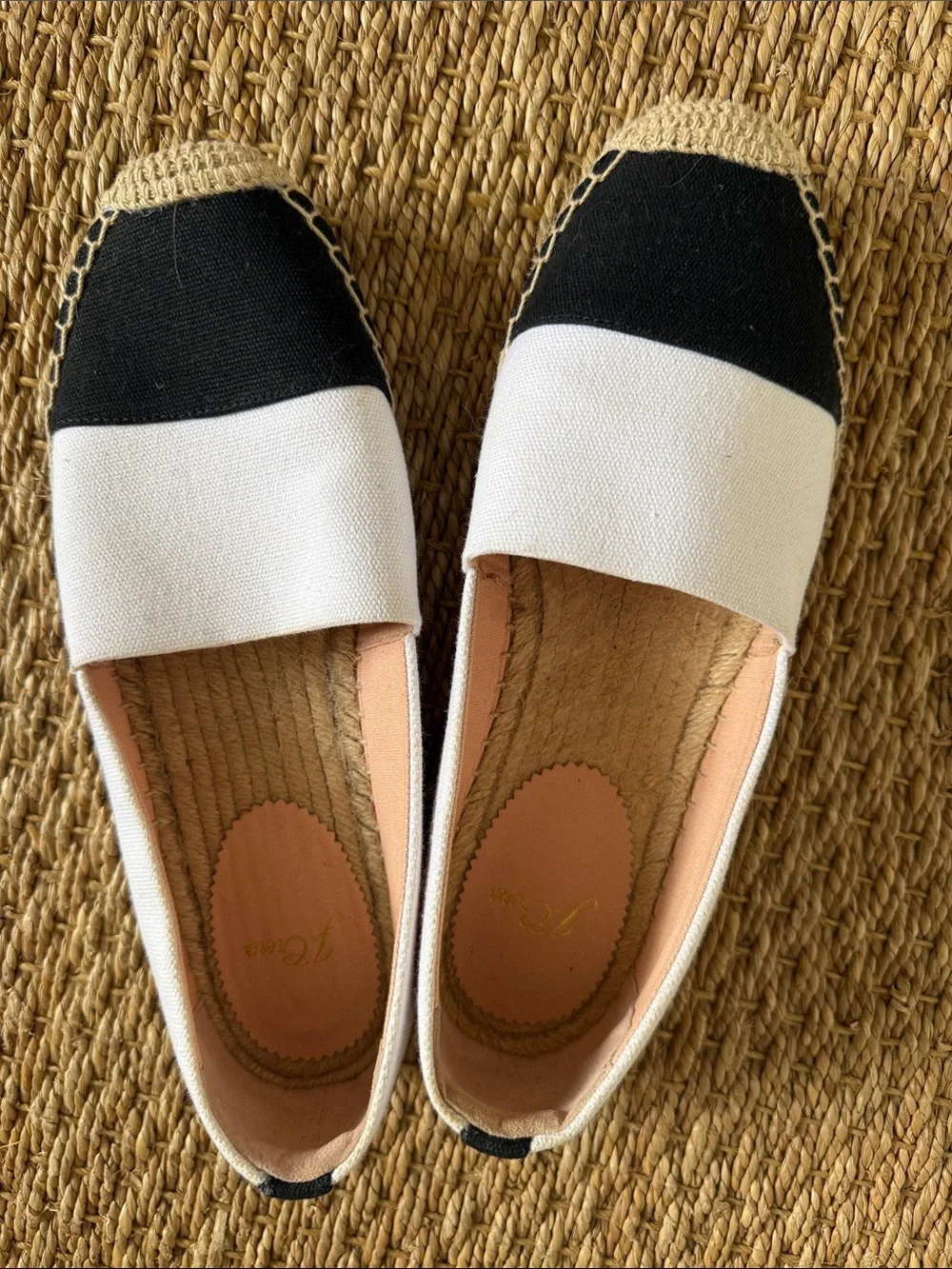 J. Crew Two-Tone Black and White Canvas Espadrille Flats